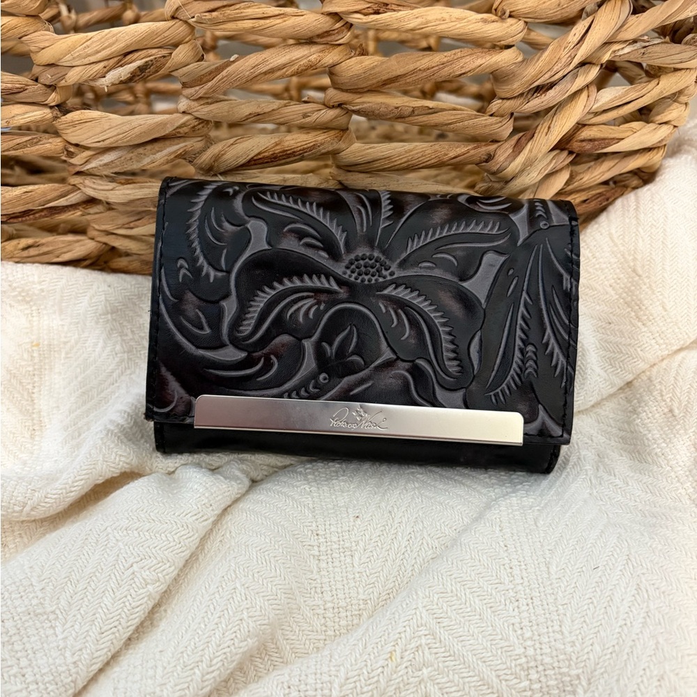 Patricia Nash Black Embossed Leather Wallet